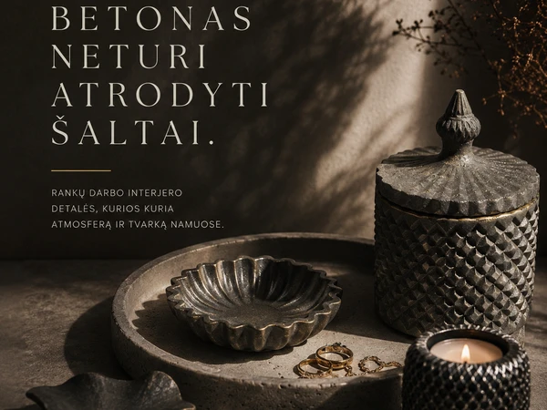 Betoninis dekoras su metalo akcentais